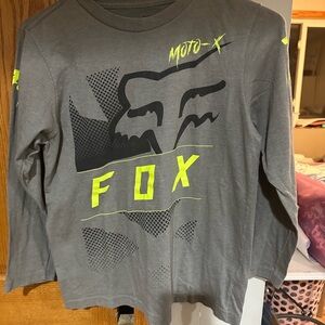 Fox Kids Long Sleeve Tee in Gray and Neon Yellow